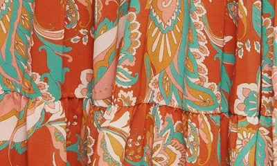 Flying Tomato Print Tiered Midi Dress In Brown