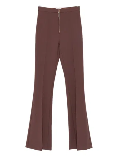 Elisabetta Franchi Flared Brown Trousers With High Waist In Brown