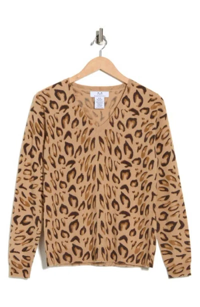 Magaschoni Leopard V-neck Cashmere Sweater In Animal Print