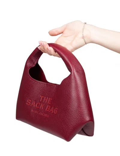 Marc Jacobs The Mini Sack Bag In Cherry Leather In Burgundy