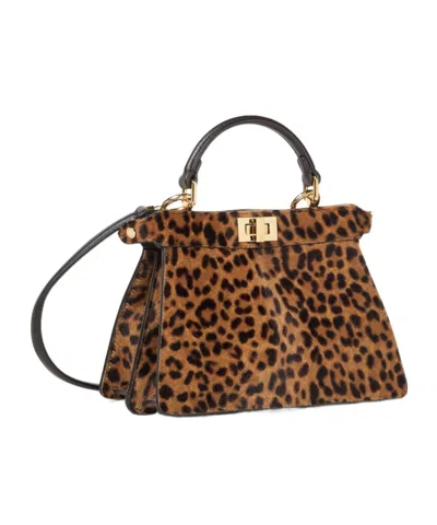 Fendi Petite Peekaboo Iseeu Leopard-print Tote Bag In Brown