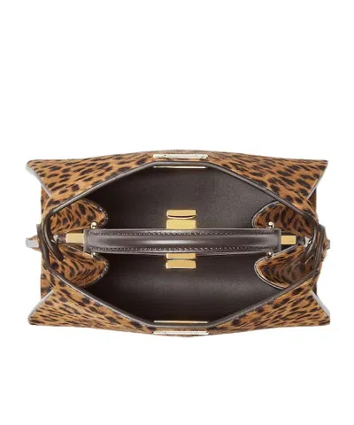 Fendi Petite Peekaboo Iseeu Leopard-print Tote Bag In Brown
