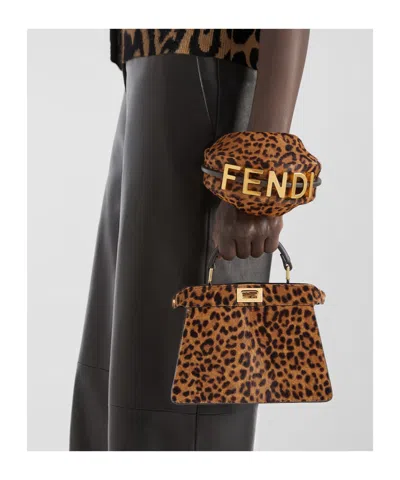 Fendi Petite Peekaboo Iseeu Leopard-print Tote Bag In Brown