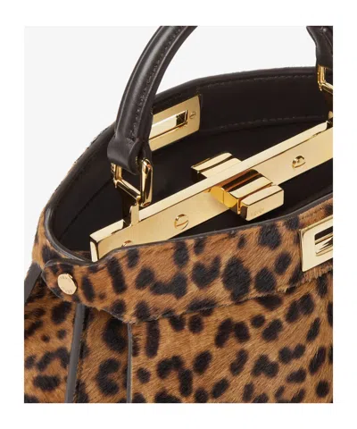 Fendi Petite Peekaboo Iseeu Leopard-print Tote Bag In Brown