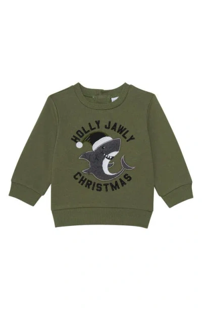 Pl Baby By Petit Lem Dinosaur 3-piece Sweatshirt, Joggers & Socks Set In Green