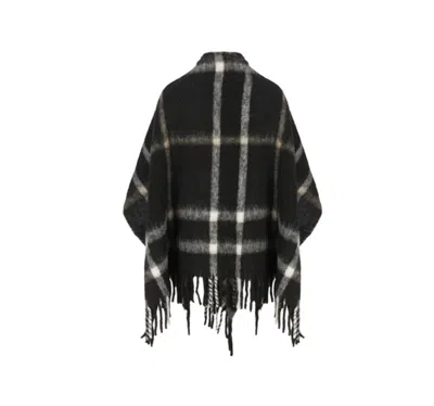 Woolrich Brushed Check-pattern Cape In Black