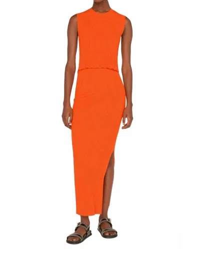 Frame Mixed Rib Cutout Maxi Skirt In Bright Tangerine In Orange