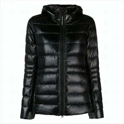 Canada Goose Glossy Quilted Short Padded Jacket With Hood In Black