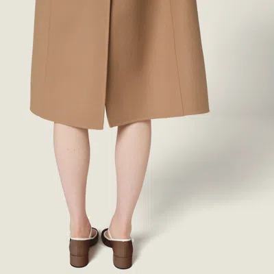 Miu Miu Single-breasted Double Cashmere Coat In Brown