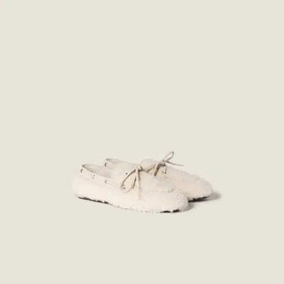 Miu Miu Shearing Loafers In White