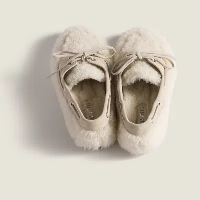 Miu Miu Shearing Loafers In White