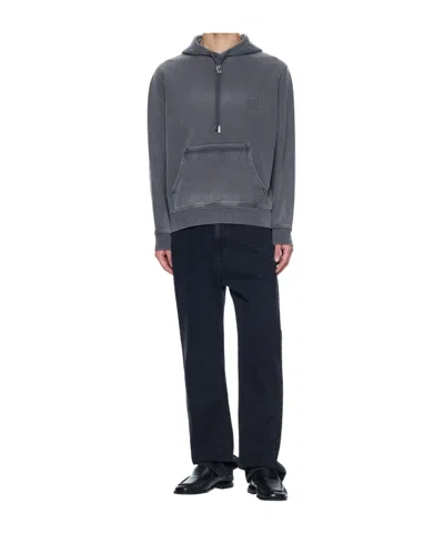 Wooyoungmi Grey Sweatshirt With Logo Patch On The Front And Logo Lettering On The Back In Cotton Man In Gray