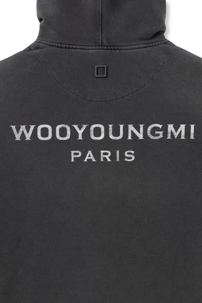 Wooyoungmi Grey Sweatshirt With Logo Patch On The Front And Logo Lettering On The Back In Cotton Man In Gray
