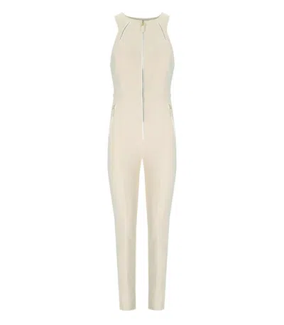 Elisabetta Franchi Milk Zipped Jumpsuit In Neutral