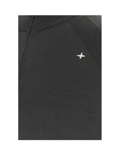 Stone Island Long Sleeve Sweater With Ribbed Cuffs And Hem In Gray