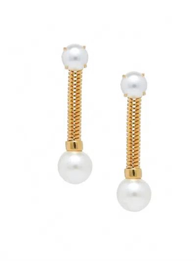 Lele Sadoughi Women's Pearl Snake Chain Linear Earrings In Gold In Gold
