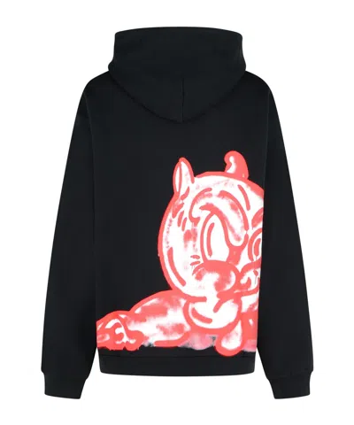Marni Hooded Cotton Sweatshirt Graphic Print In Black