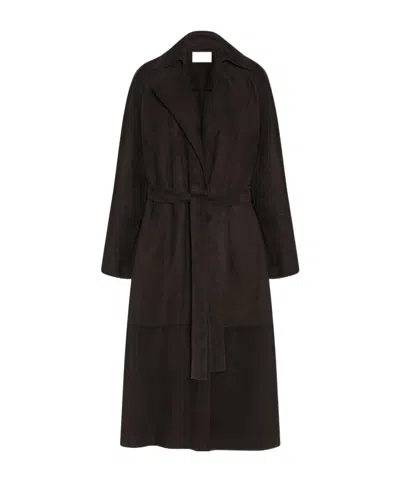 The Row Poseidone Suede Coat In Brown