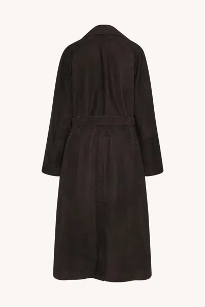 The Row Poseidone Suede Coat In Brown