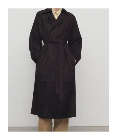 The Row Poseidone Suede Coat In Brown