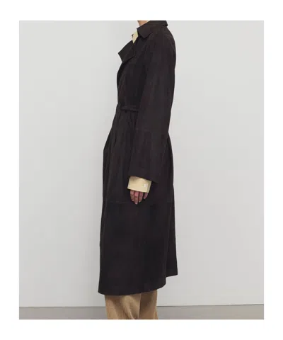 The Row Poseidone Suede Coat In Brown