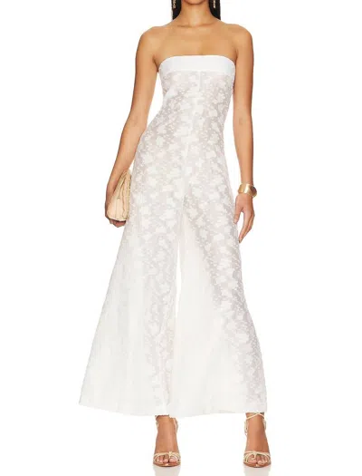 Rumer Strapless Billie Jumpsuit With Lining In White In White