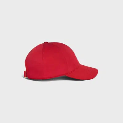 Celine Bright Red Cotton Triomphe Baseball Hat In Red