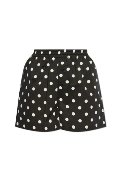 Moschino Dotted Shorts With Elastic Waistband And Button Detailing In Black