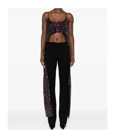Rabanne Asymmetric Hem Sleeveless Top Sequins In Purple