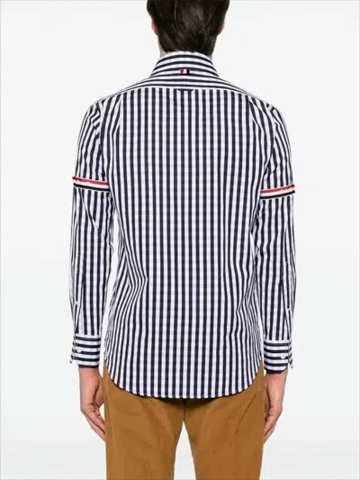 Thom Browne Navy And White Gingham Long-sleeve Shirt In Multi