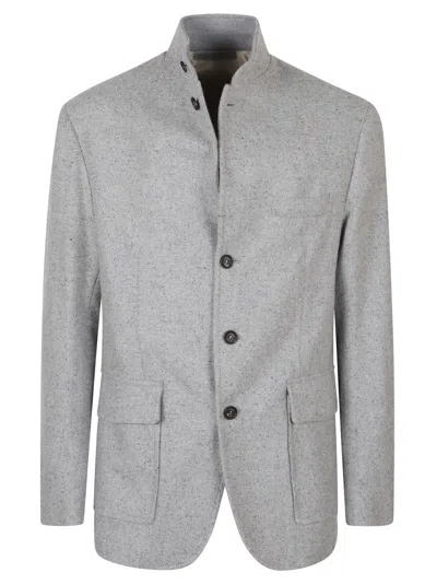Eleventy Tailored Grey Jacket With High Collar In Gray