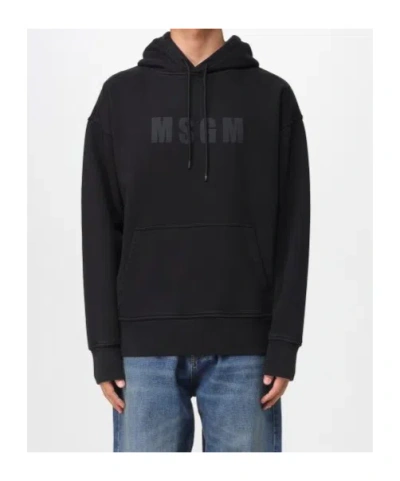 Msgm Cotton T-shirt With Front Printed Logo In Black