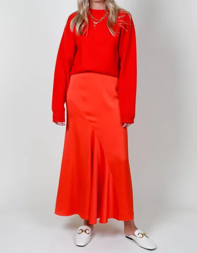 Derek Lam 10 Crosby Paulette Flared Midi Skirt In Sunset In Red