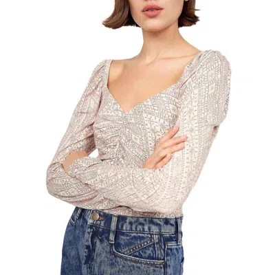 Soft Joie Serafina Ruched Blouse In Beige In Gray