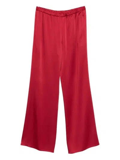 Antonelli Tailored Red Wide-leg Trousers With Elastic Waistband In Red