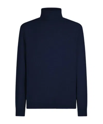 Dondup Turtleneck Knitwear In Luxurious Cashmere-wool Blend In Blue