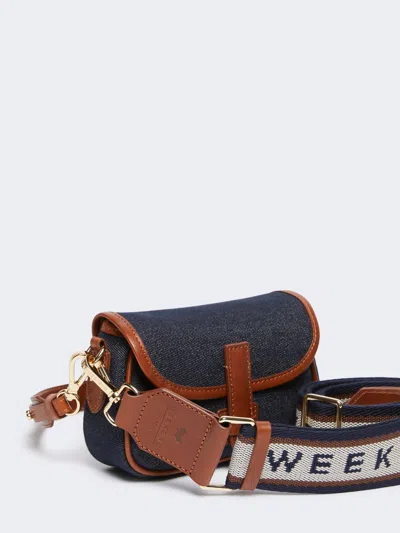 Weekend Max Mara Small Denim Shoulder Bag In Blue