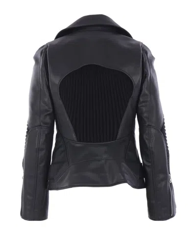 Junya Watanabe Zippered Long-sleeved Leather Jacket In Black