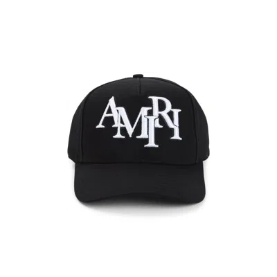 Amiri Structured Black Cotton Cap With Bold Embroidered Detailing In Black
