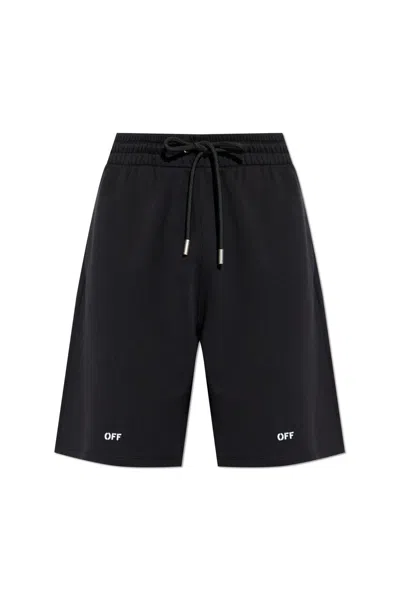 Off-white Casual Cotton Bermuda Shorts With Graphic Print In Black