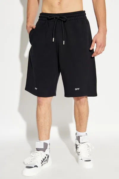 Off-white Casual Cotton Bermuda Shorts With Graphic Print In Black