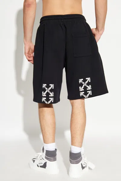 Off-white Casual Cotton Bermuda Shorts With Graphic Print In Black