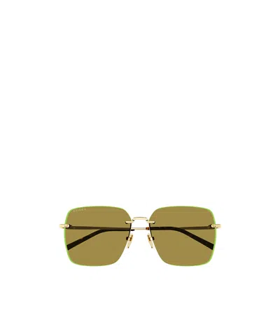 Gucci Gg1955sa Linea Institutional Logo 004 Gold Green Sunglasses In Green