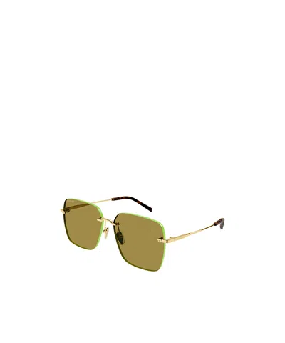 Gucci Gg1955sa Linea Institutional Logo 004 Gold Green Sunglasses In Green