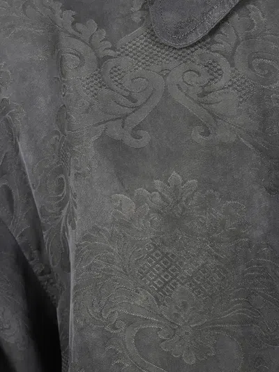 Uma Wang Long Sleeve Tie Front Patterned Top In Black