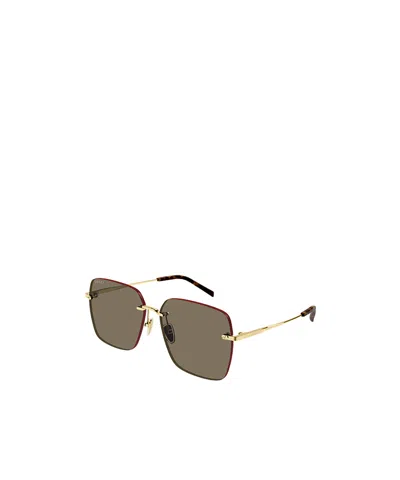 Gucci Gg1955sa Linea Institutional Logo 002 Gold Brown Sunglasses In Green
