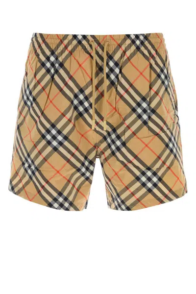 Burberry Embroidered Nylon Swimming Shorts In Brown