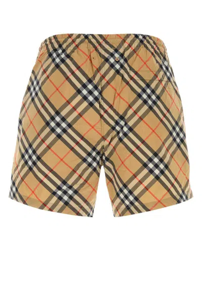Burberry Embroidered Nylon Swimming Shorts In Brown