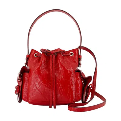 Acne Studios Multipocket Mini Bucket Bag Crinkled Patent In Red