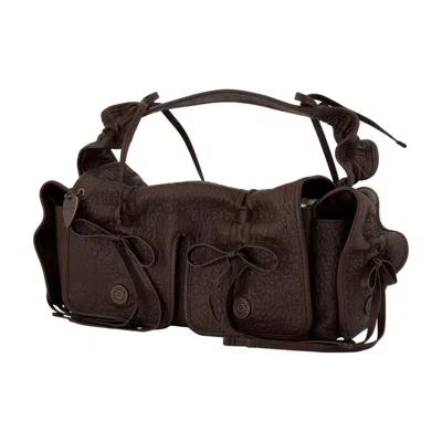 Acne Studios Brown Multipocket Grained Leather Bag In Brown